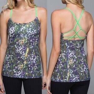 Lululemon Dancing Warrior Tank. SIZE 4. Floral Sport White Multi / Pistachio